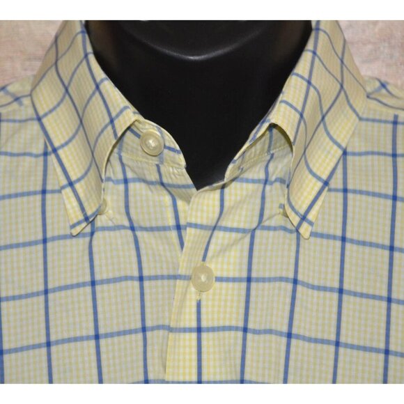 Orvis Plaid Button-Down Shirt Yellow Blue Long Sleeve Cotton Spandex Men's L - Picture 3 of 10